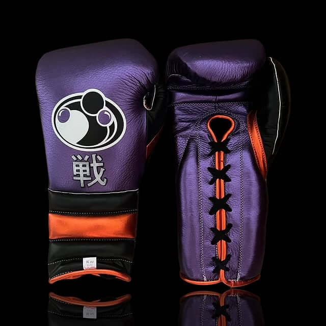 Grant Boxing Gloves in Purple/Orange/Black colorway - Professional Lace-Up training gloves