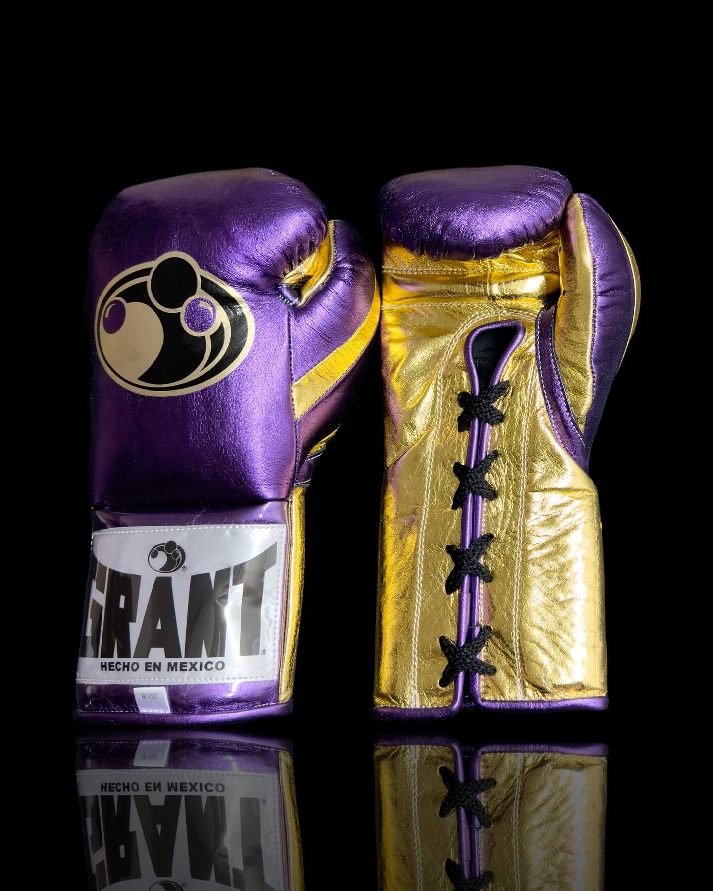 Grant Boxing Gloves in Purple/Gold colorway - Professional Lace-Up training gloves