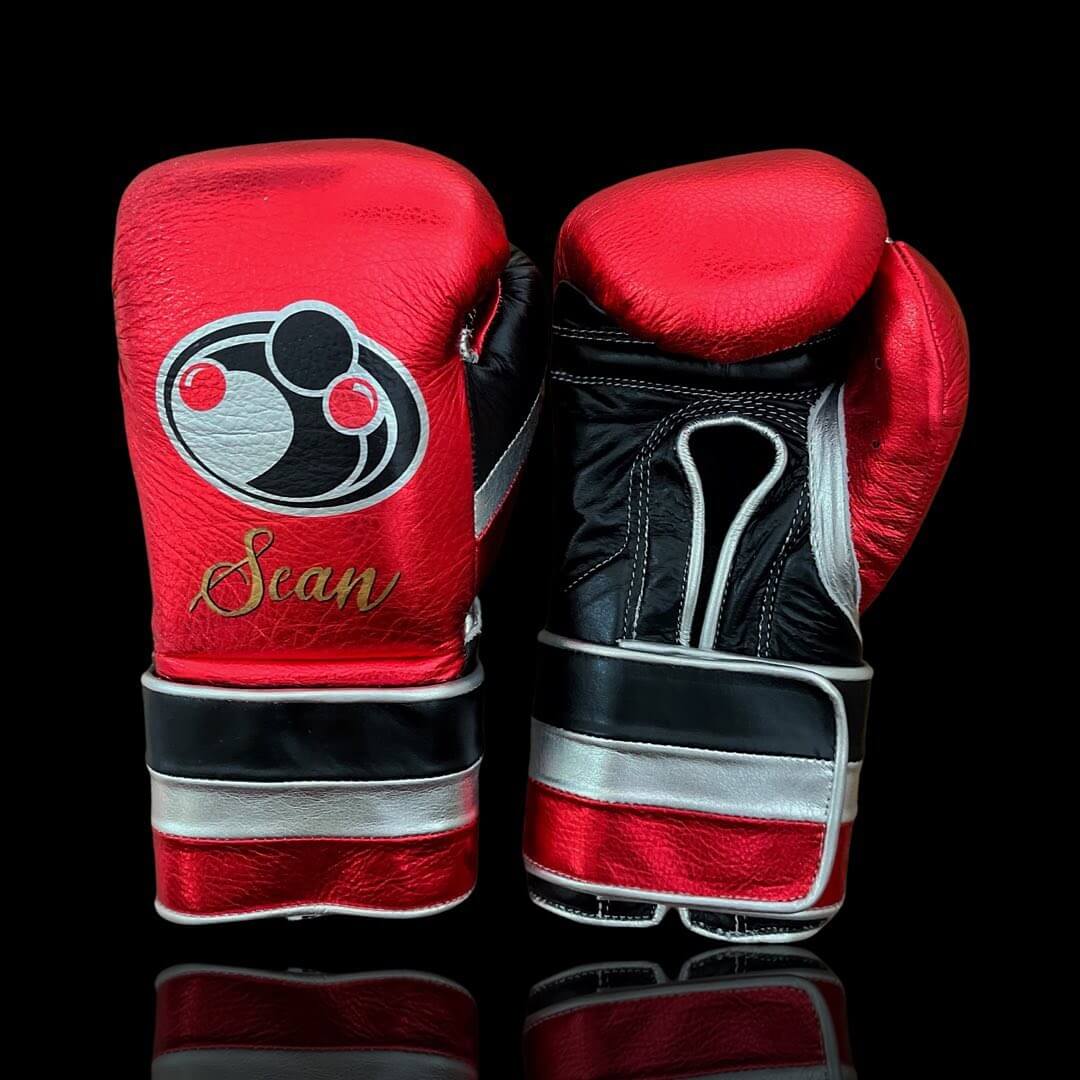 Grant Boxing Gloves in Orange/Black/Silver colorway - Professional Velcro training gloves