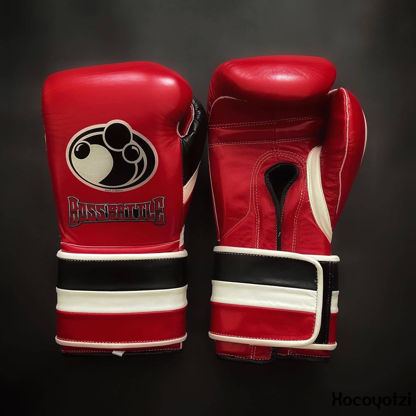 Grant Boxing Gloves in Red/Black/White colorway - Professional Velcro training gloves