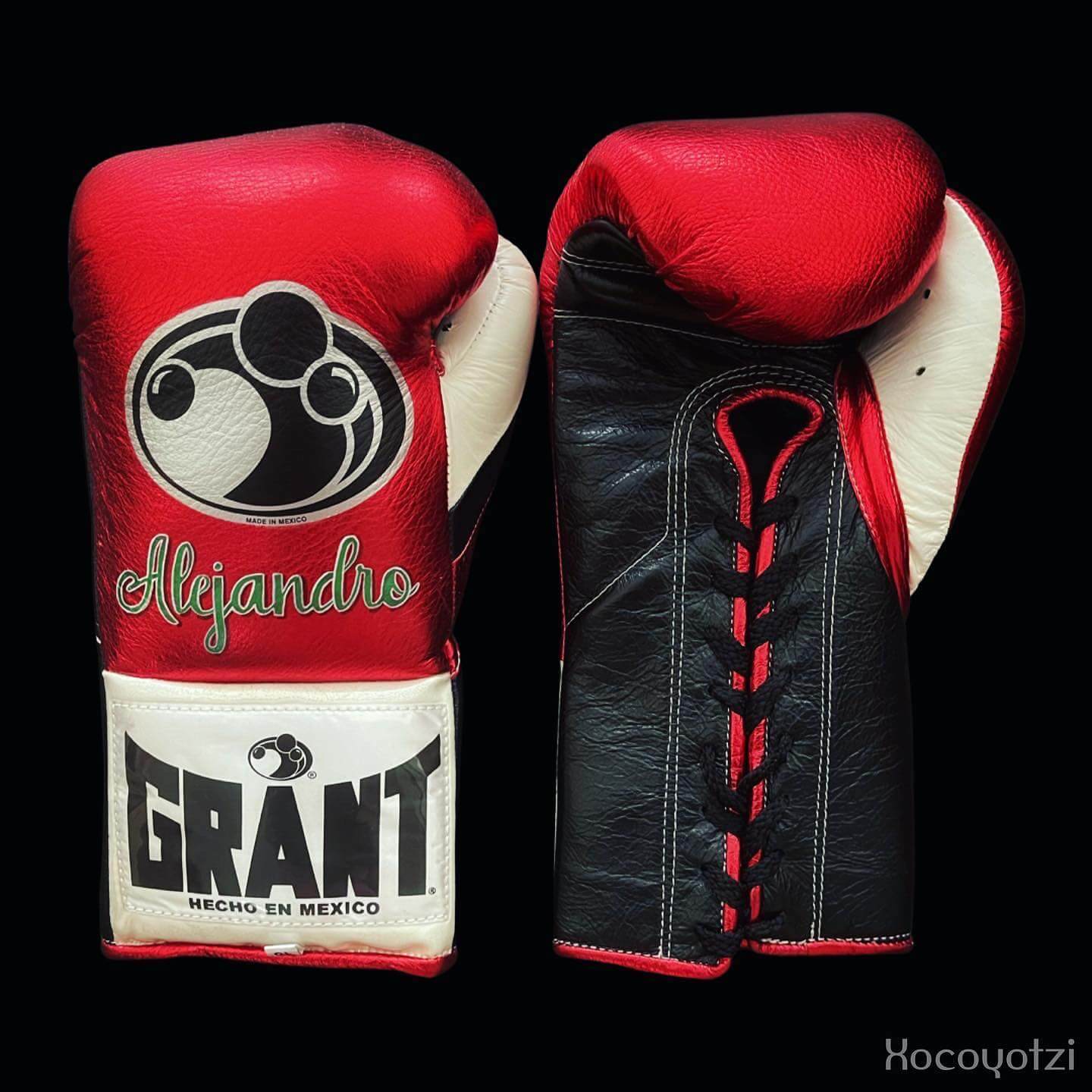 Grant Boxing Gloves in Red/Black/White colorway - Professional Lace-Up training gloves