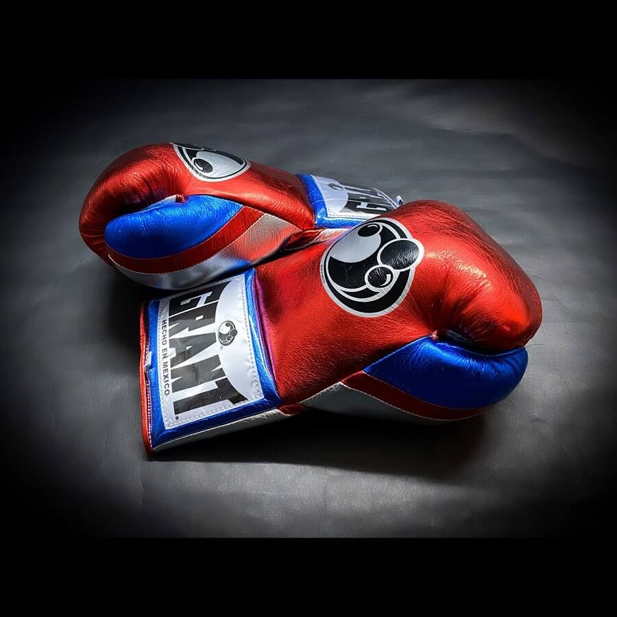 Grant Boxing Gloves in Red/Blue colorway - Professional Lace-Up training gloves