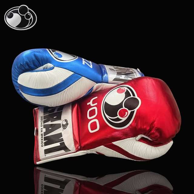 Grant Boxing Gloves in Red/Blue/White colorway - Professional Lace-Up training gloves