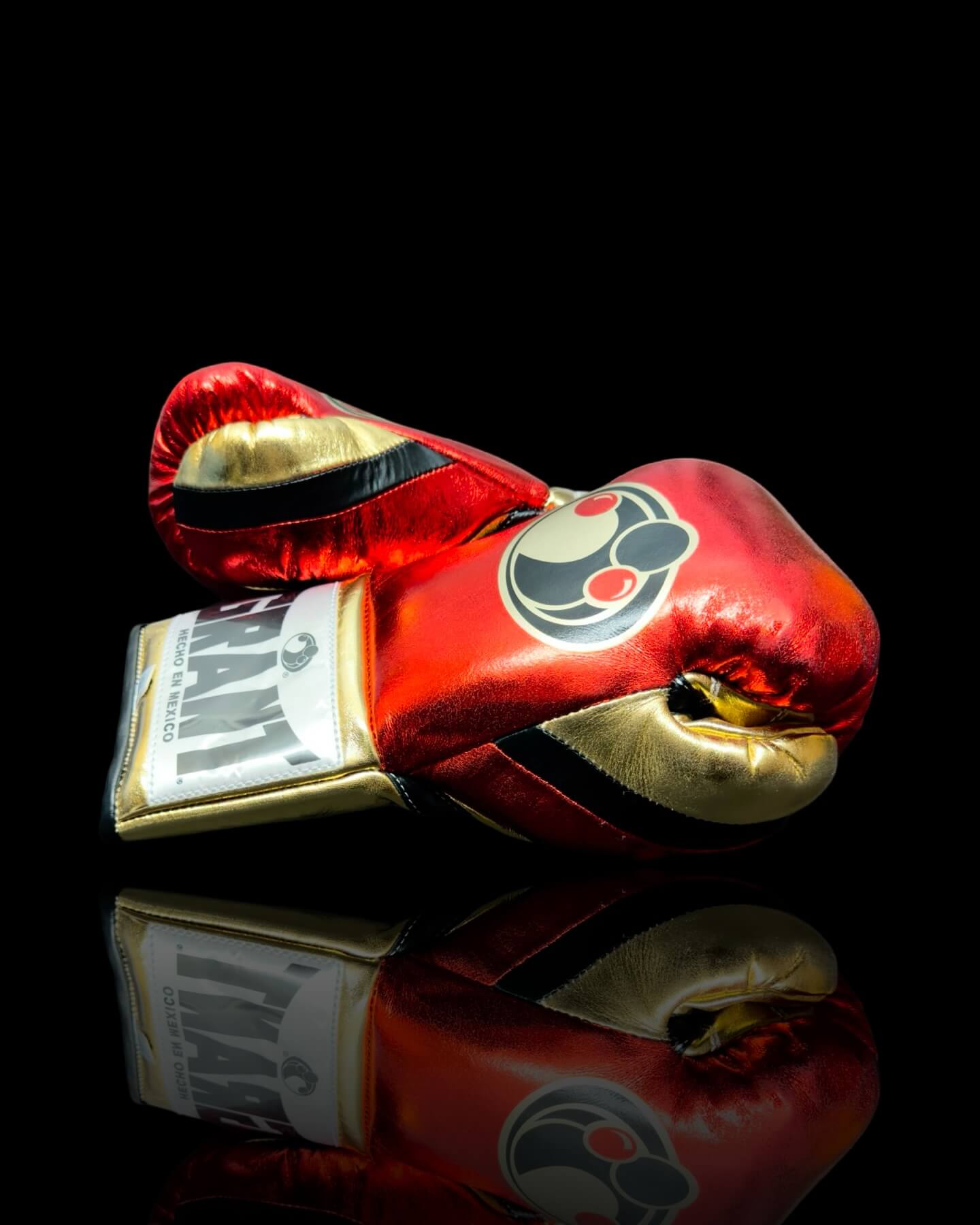 Grant Boxing Gloves in Red/Gold/Black colorway - Professional Lace-Up training gloves