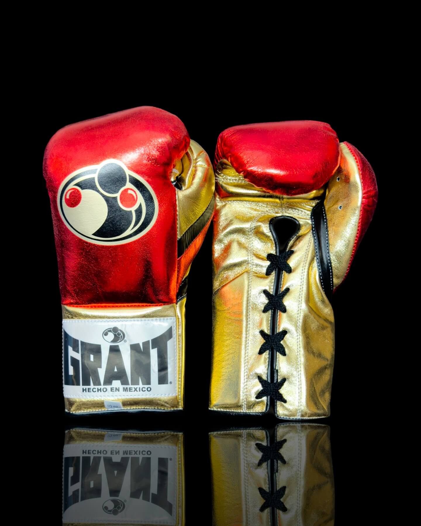 Grant Boxing Gloves in Red/Gold/Black colorway - Professional Lace-Up training gloves
