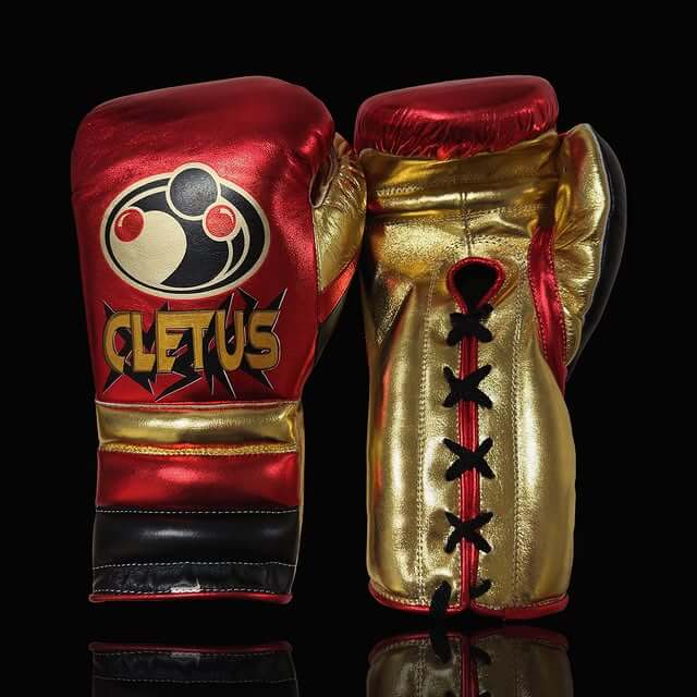 Grant Boxing Gloves in Red/Gold/Black colorway - Professional Lace-Up training gloves