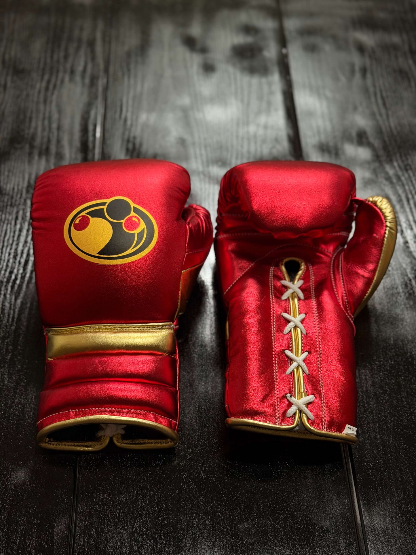 Grant Boxing Gloves in Red/Gold colorway - Professional Lace-Up training gloves