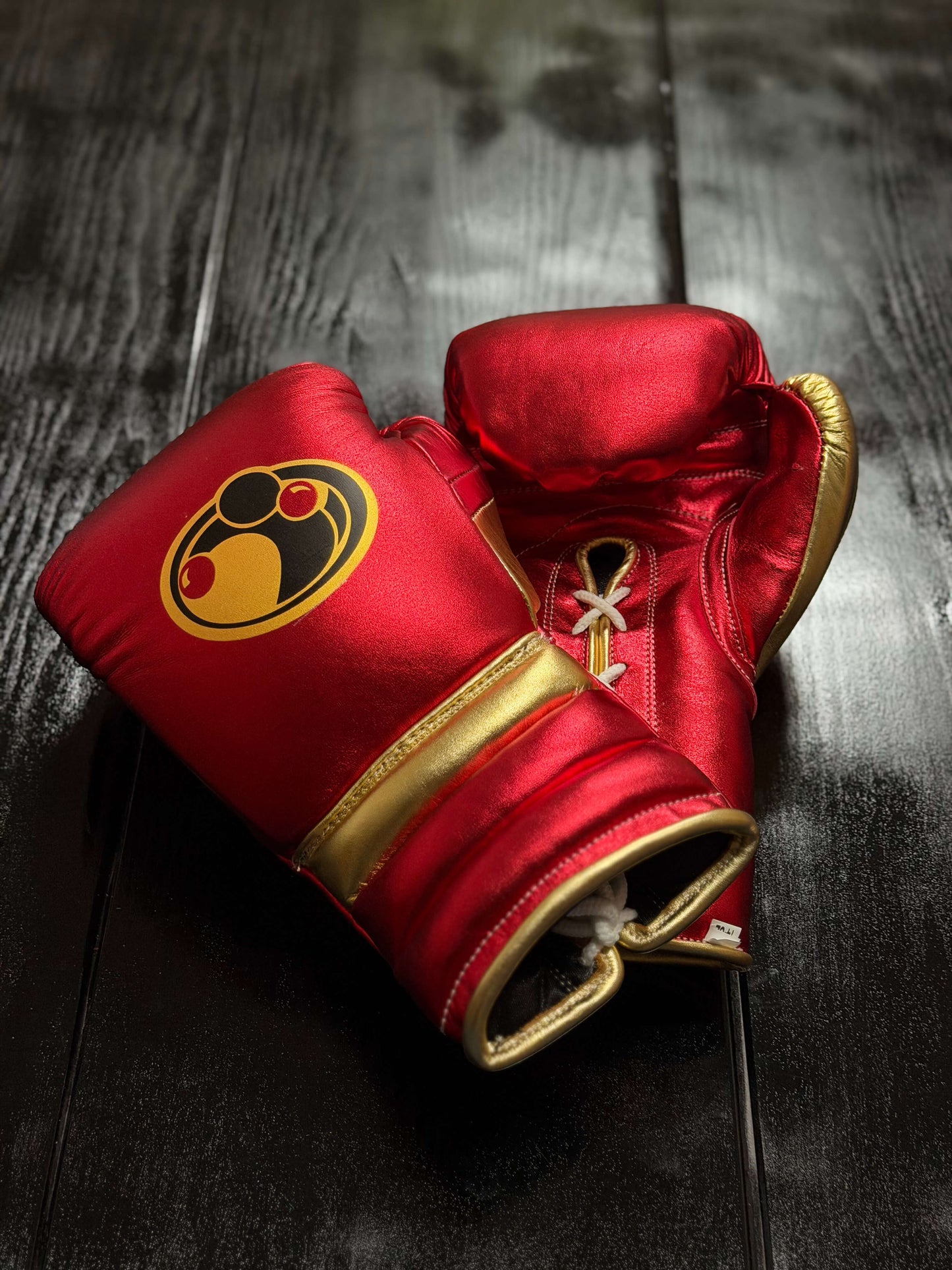 Grant Boxing Gloves in Red/Gold colorway - Professional Lace-Up training gloves