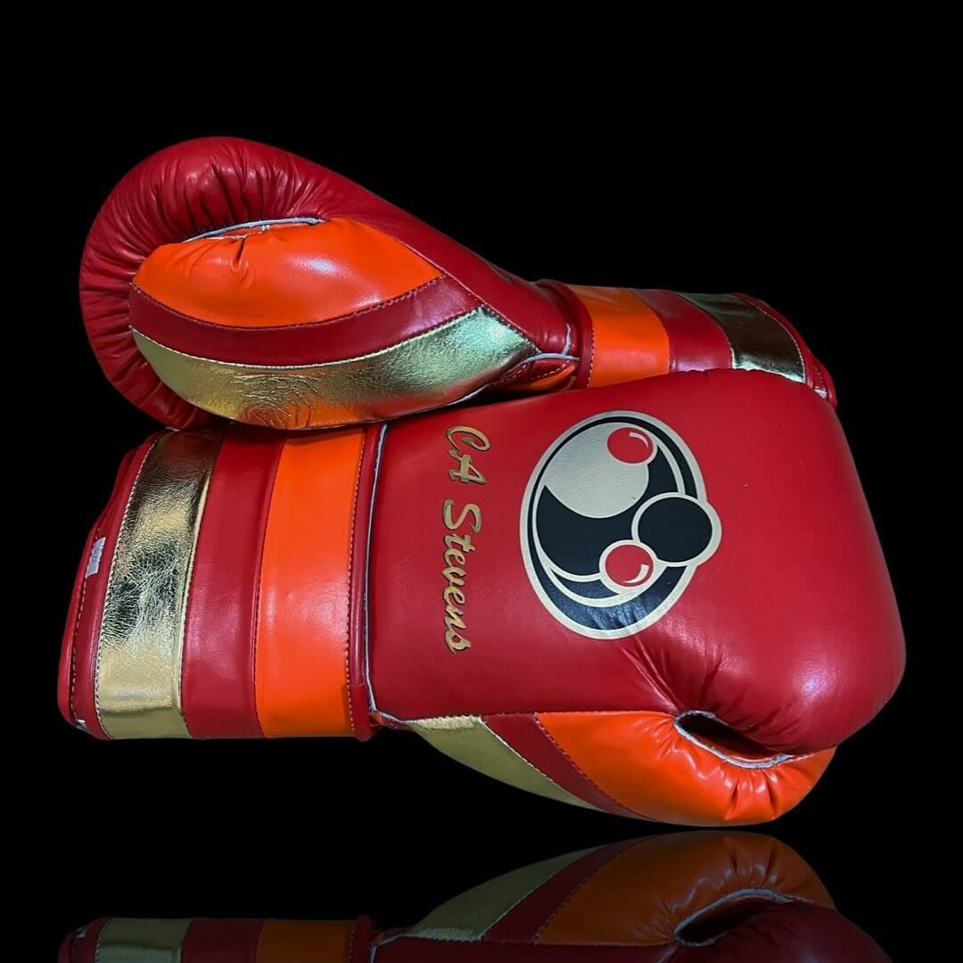 Grant Boxing Gloves in Red/Orange/Gold colorway - Professional Velcro training gloves