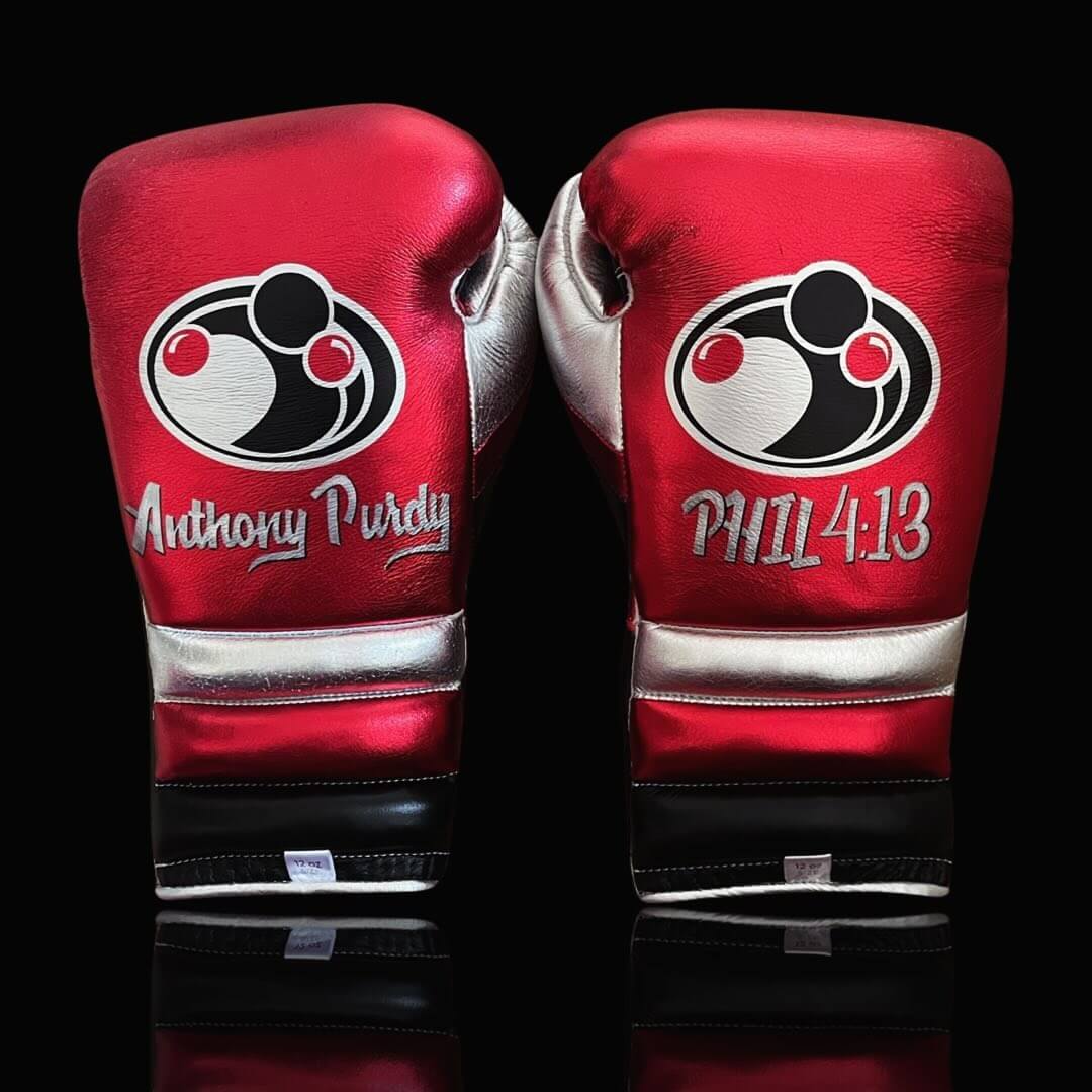 Grant Boxing Gloves in Red/Black/Silver colorway - Professional Lace-Up training gloves