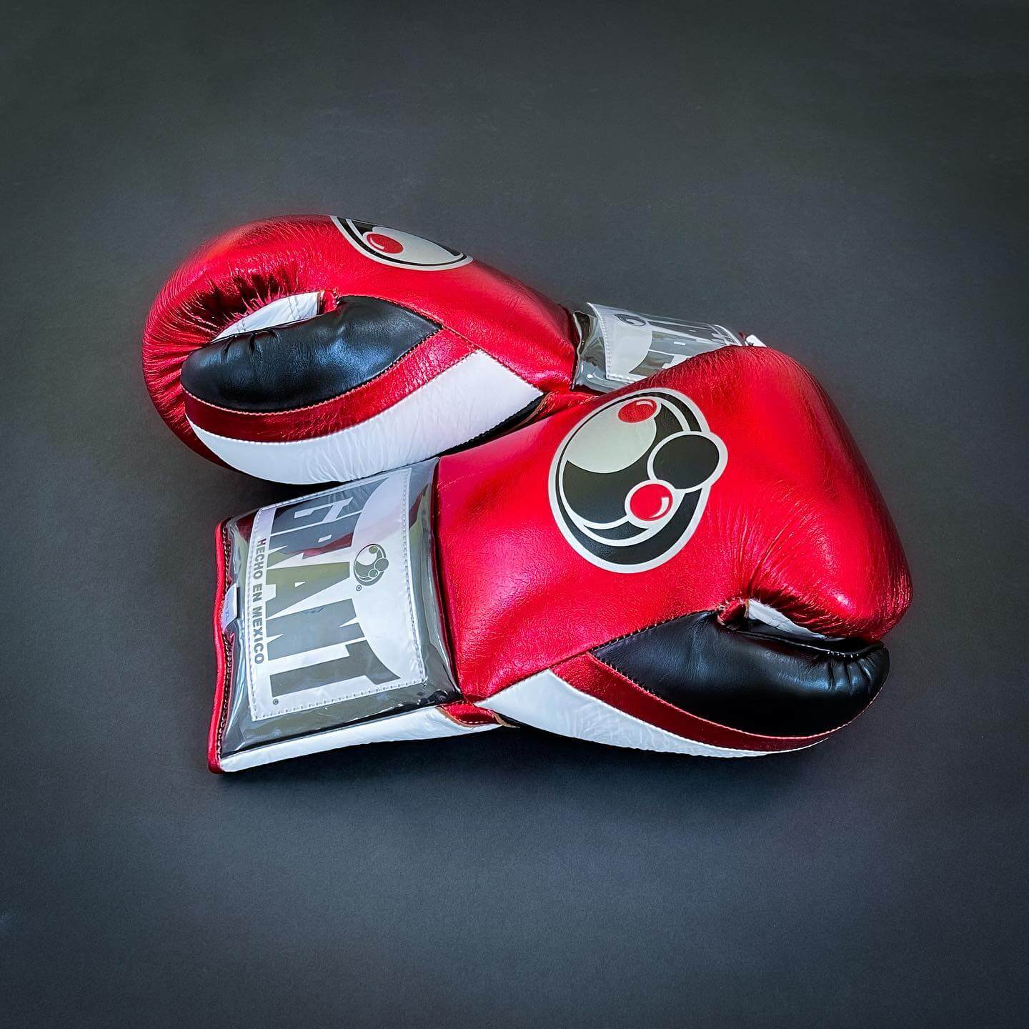 Grant Boxing Gloves in Red/White/Black colorway - Professional Lace-Up training gloves