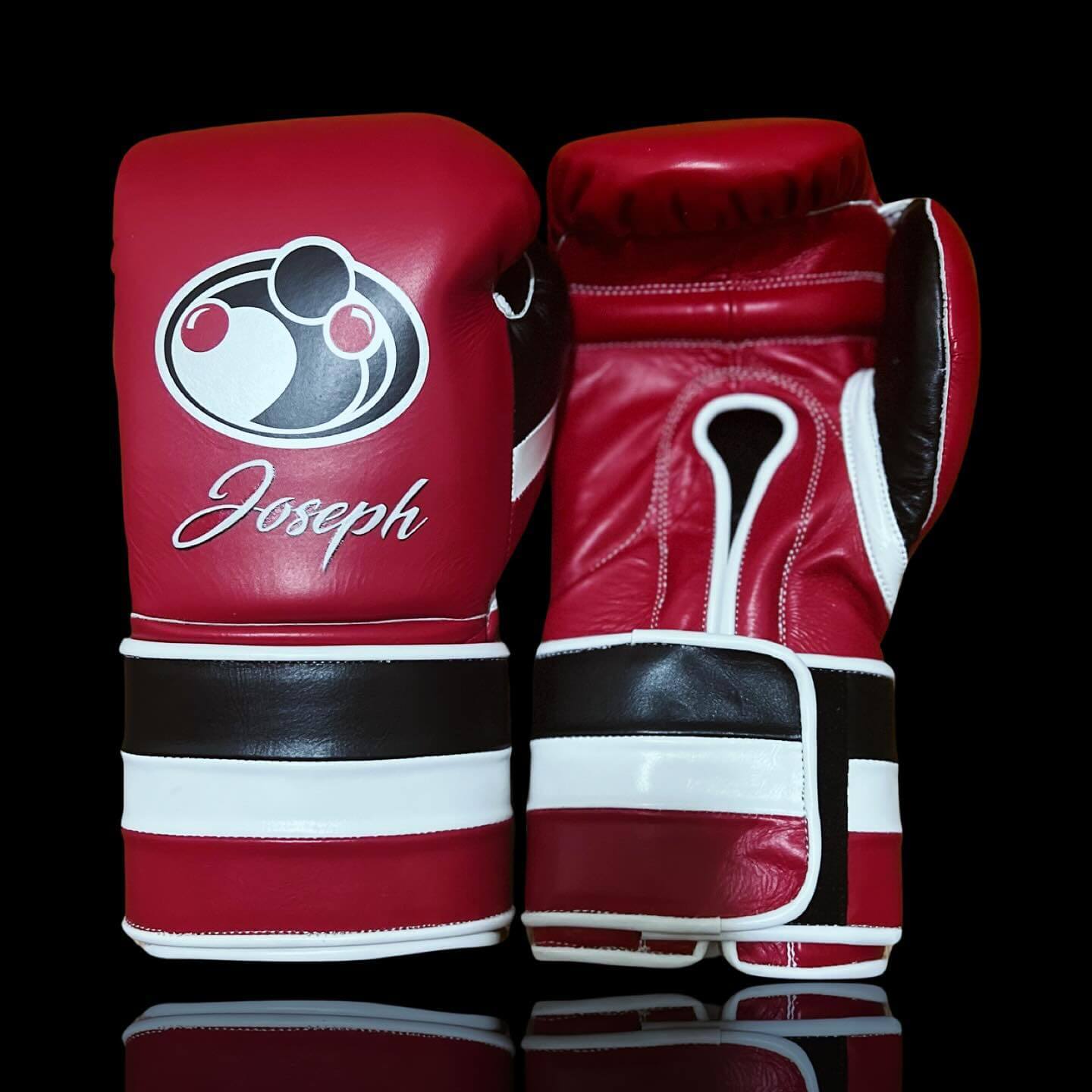 Grant Boxing Gloves in Maroon/Black/White colorway - Professional Velcro training gloves