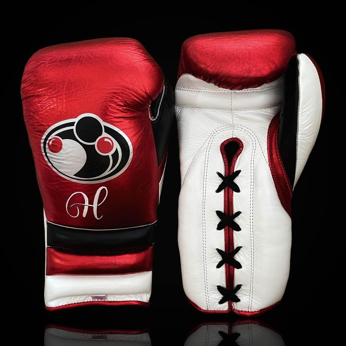 Grant Boxing Gloves in Red/White/Black colorway - Professional Lace-Up training gloves