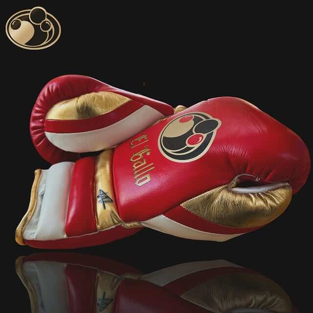 Grant Boxing Gloves in Red/White/Gold colorway - Professional Lace-Up training gloves