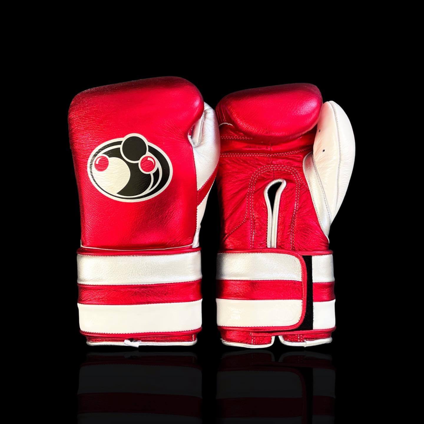 Grant Boxing Gloves in Red/White/Silver colorway - Professional Velcro training gloves