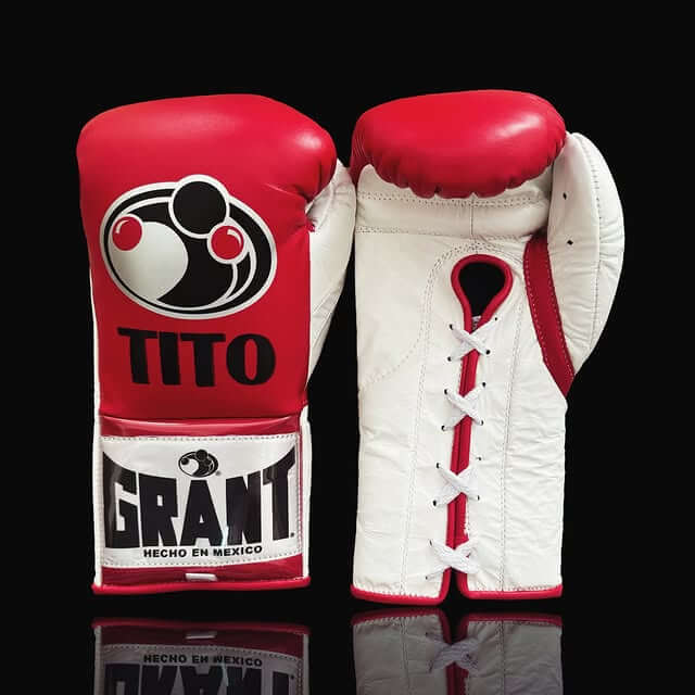 Grant Boxing Gloves in Red/White colorway - Professional Lace-Up training gloves