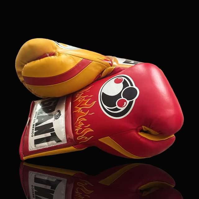 Grant Boxing Gloves in Red/Yellow colorway - Professional Lace-Up training gloves