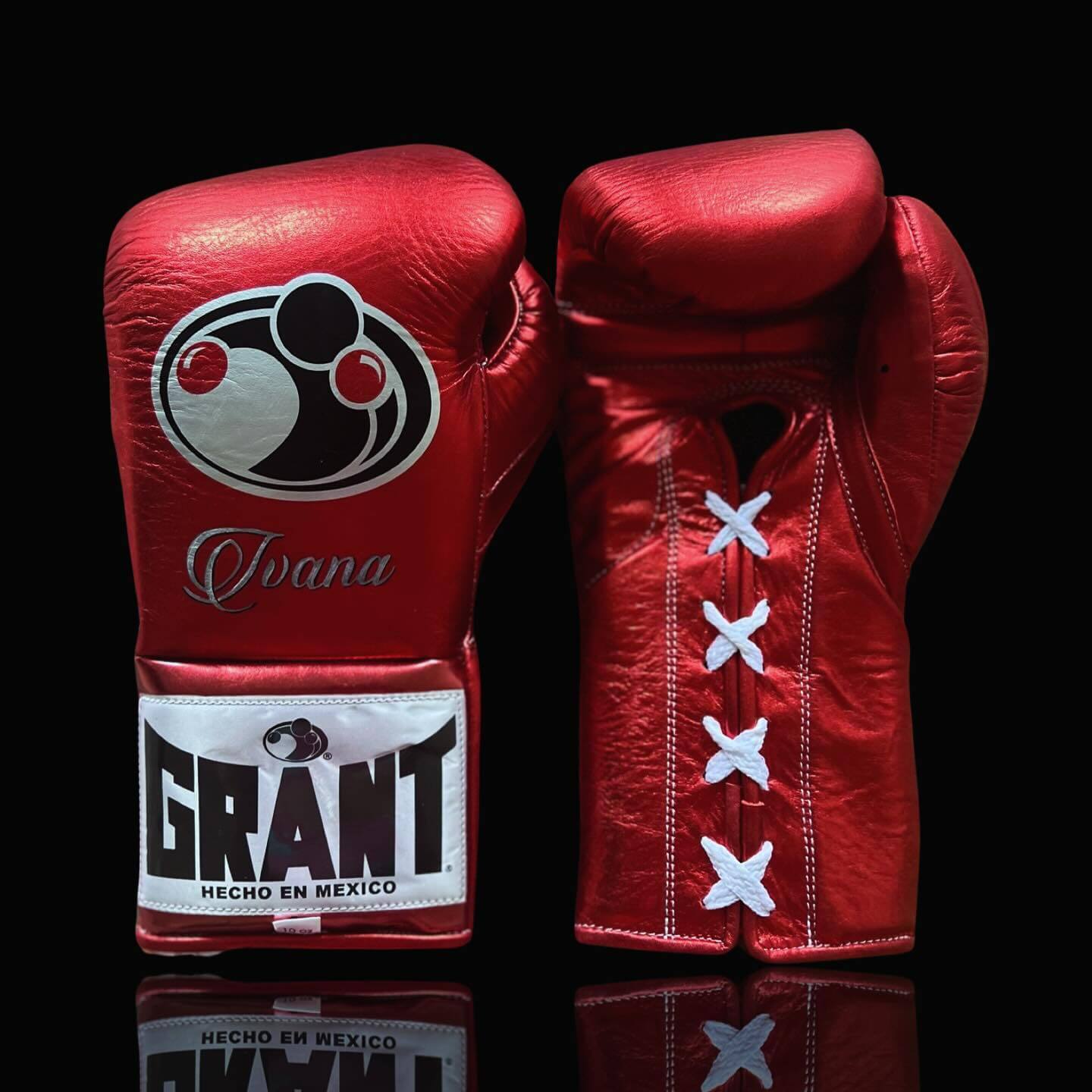 Grant Boxing Gloves in Red colorway - Professional Lace-Up training gloves