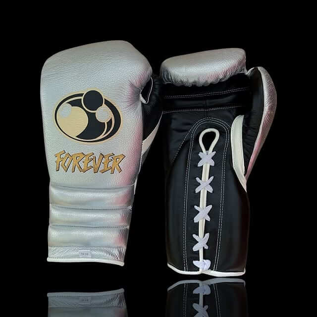 Grant Boxing Gloves in Silver/Black colorway - Professional Lace-Up training gloves