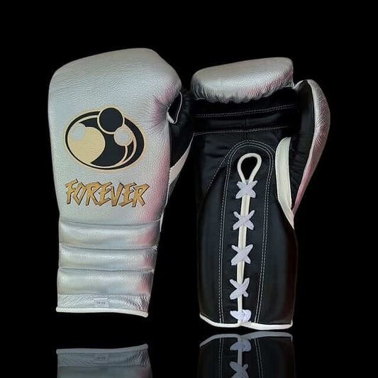 Grant Boxing Gloves in Silver/Black colorway - Professional Lace-Up training gloves