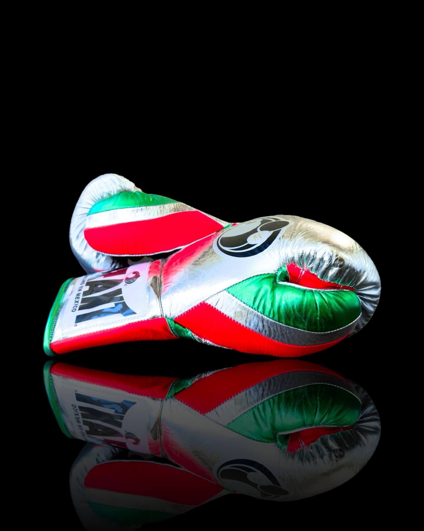 Grant Boxing Gloves in Silver/Red/Green colorway - Professional Lace-Up training gloves