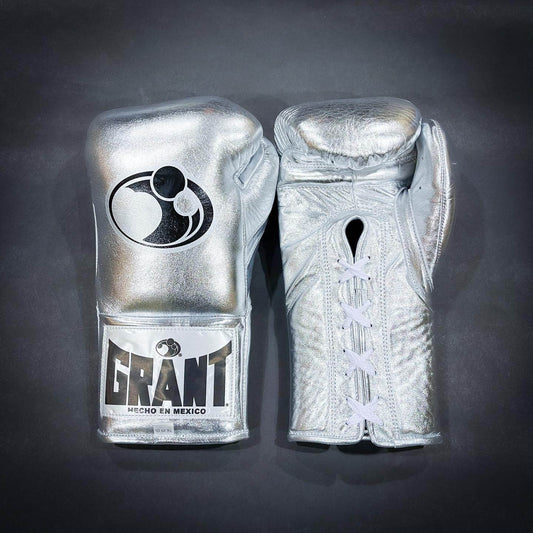 Grant Boxing Gloves in Silver colorway - Professional Lace-Up training gloves
