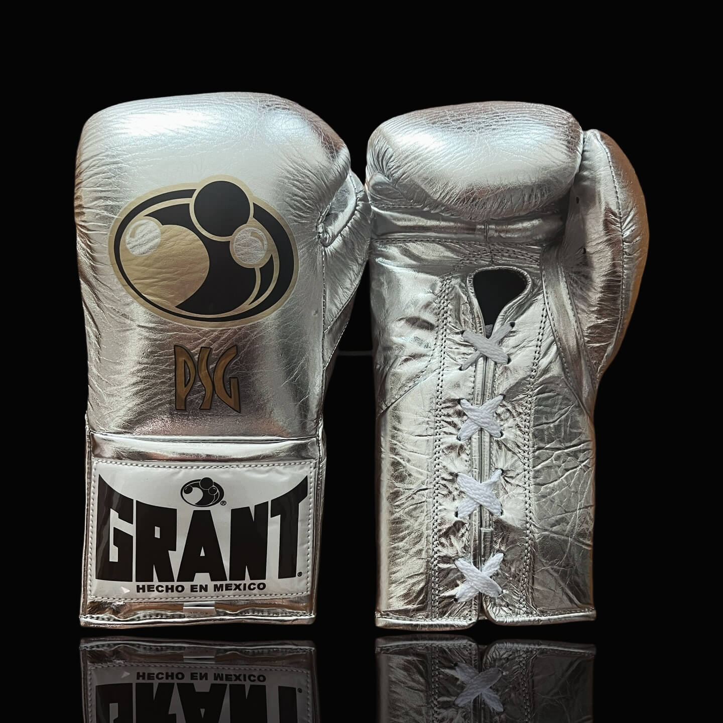 Grant Boxing Gloves in Silver colorway - Professional Lace-Up training gloves