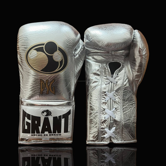 Grant Boxing Gloves in Silver colorway - Professional Lace-Up training gloves