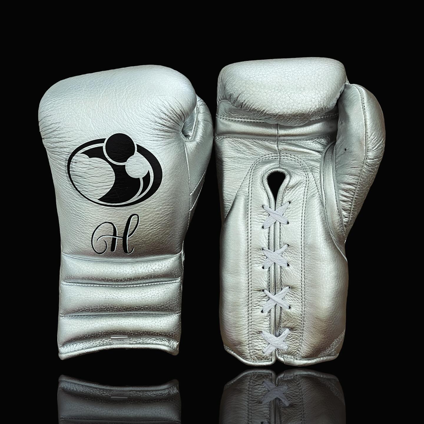 Grant Boxing Gloves in Silver colorway - Professional Lace-Up training gloves