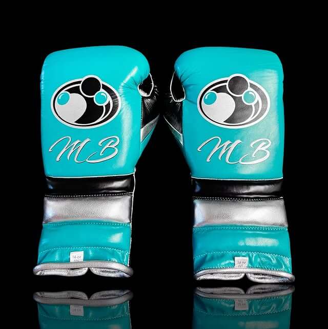 Grant Boxing Gloves in Sky-Blue/Black/Silver colorway - Professional Lace-Up training gloves