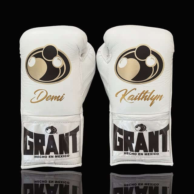 Grant Boxing Gloves in White colorway - Professional Lace-Up training gloves