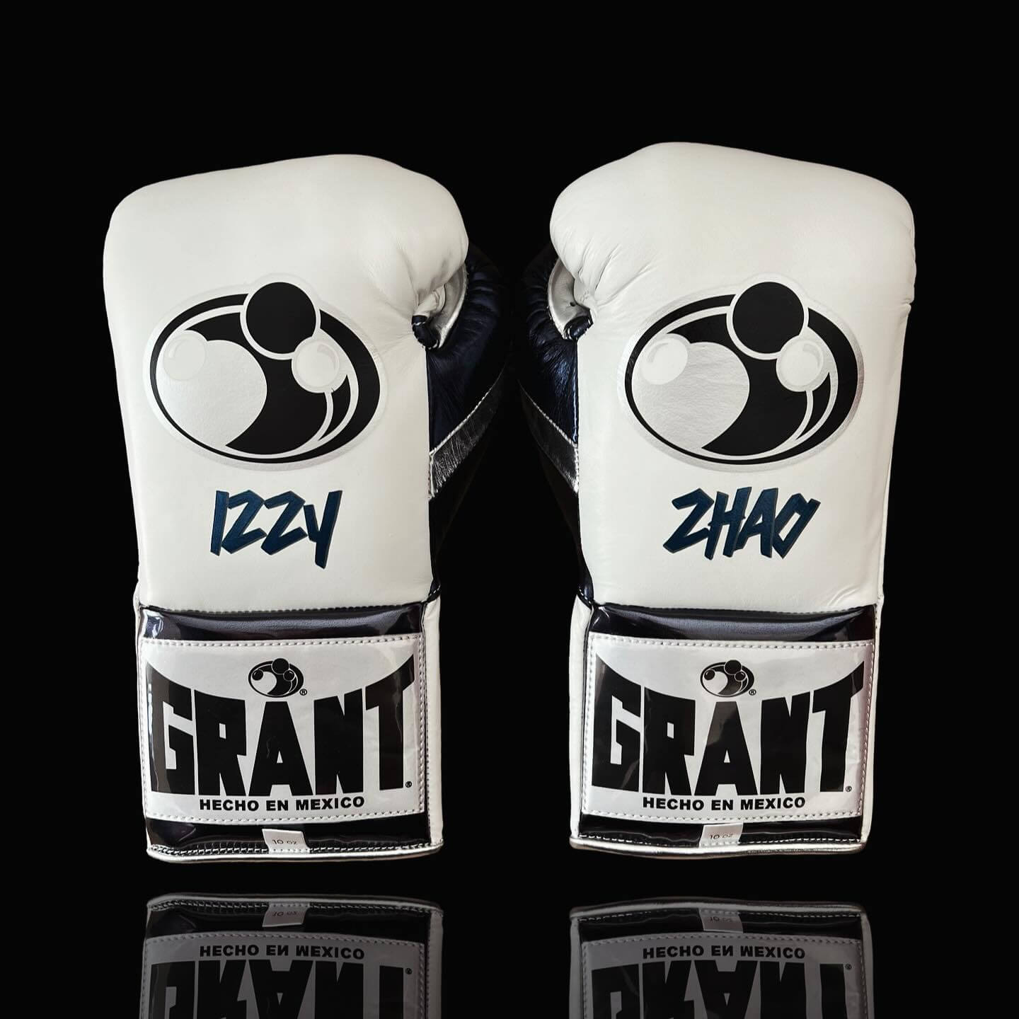 Grant Boxing Gloves in White/Red colorway - Professional Lace-Up training gloves