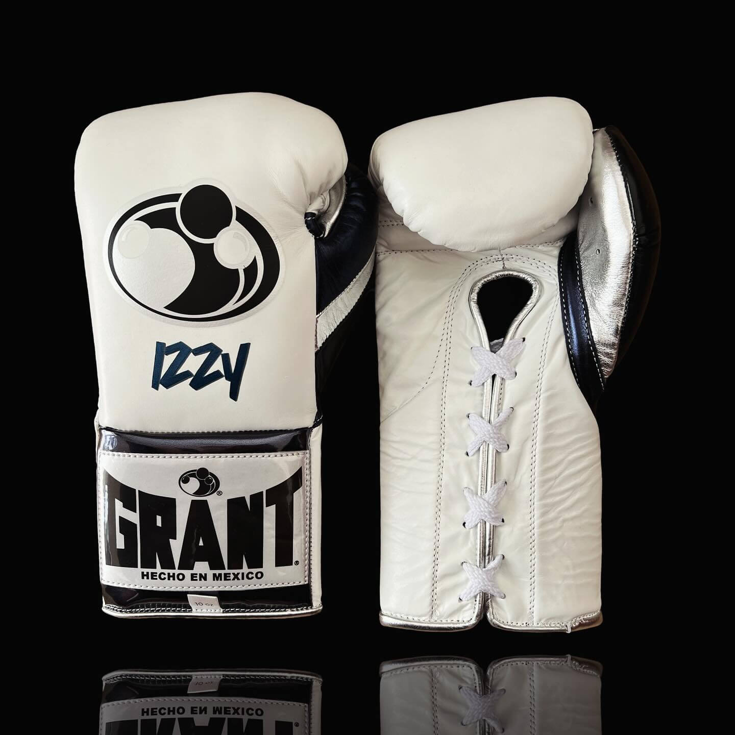 Grant Boxing Gloves in White/Red colorway - Professional Lace-Up training gloves