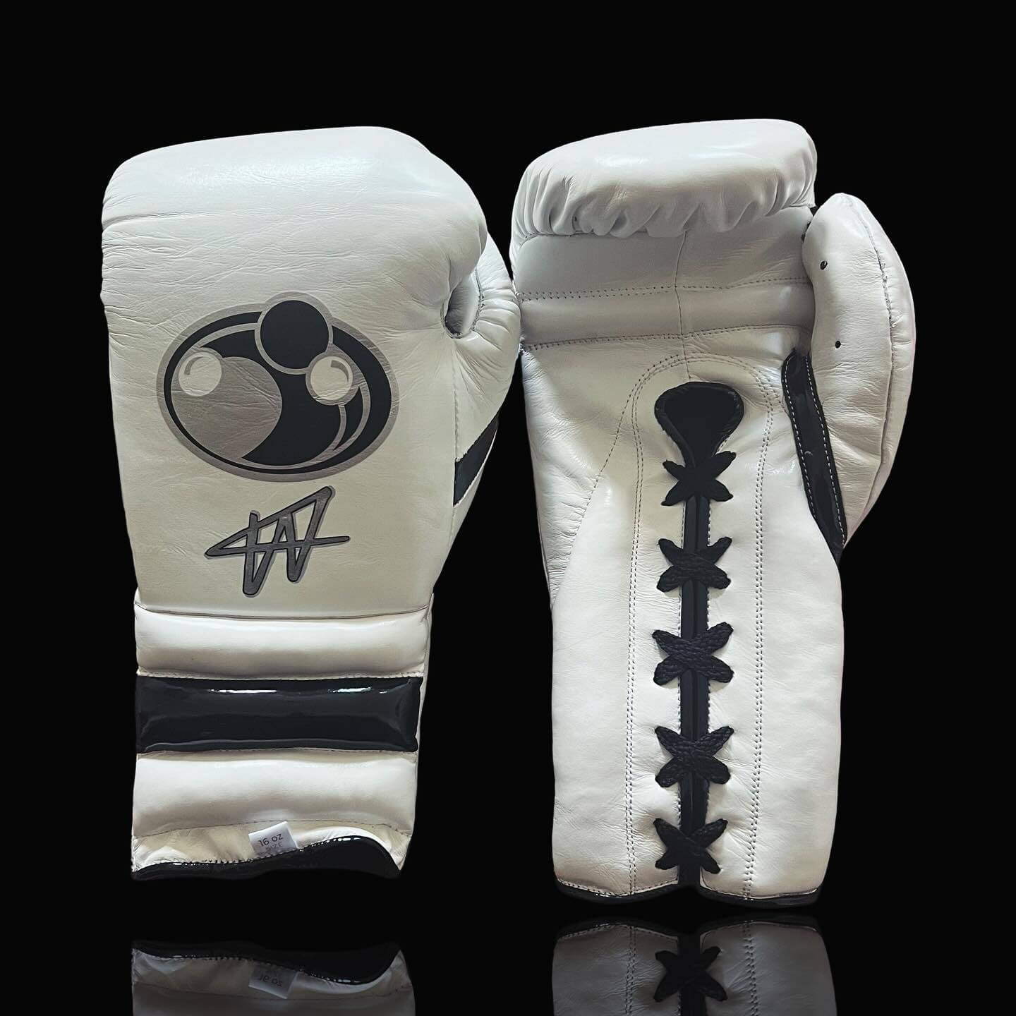 Grant Boxing Gloves in White/Black colorway - Professional Lace-Up training gloves