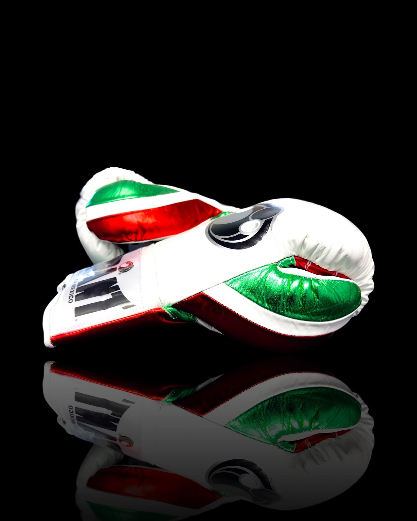 Grant Boxing Gloves in White/Red/Green colorway - Professional Lace-Up training gloves