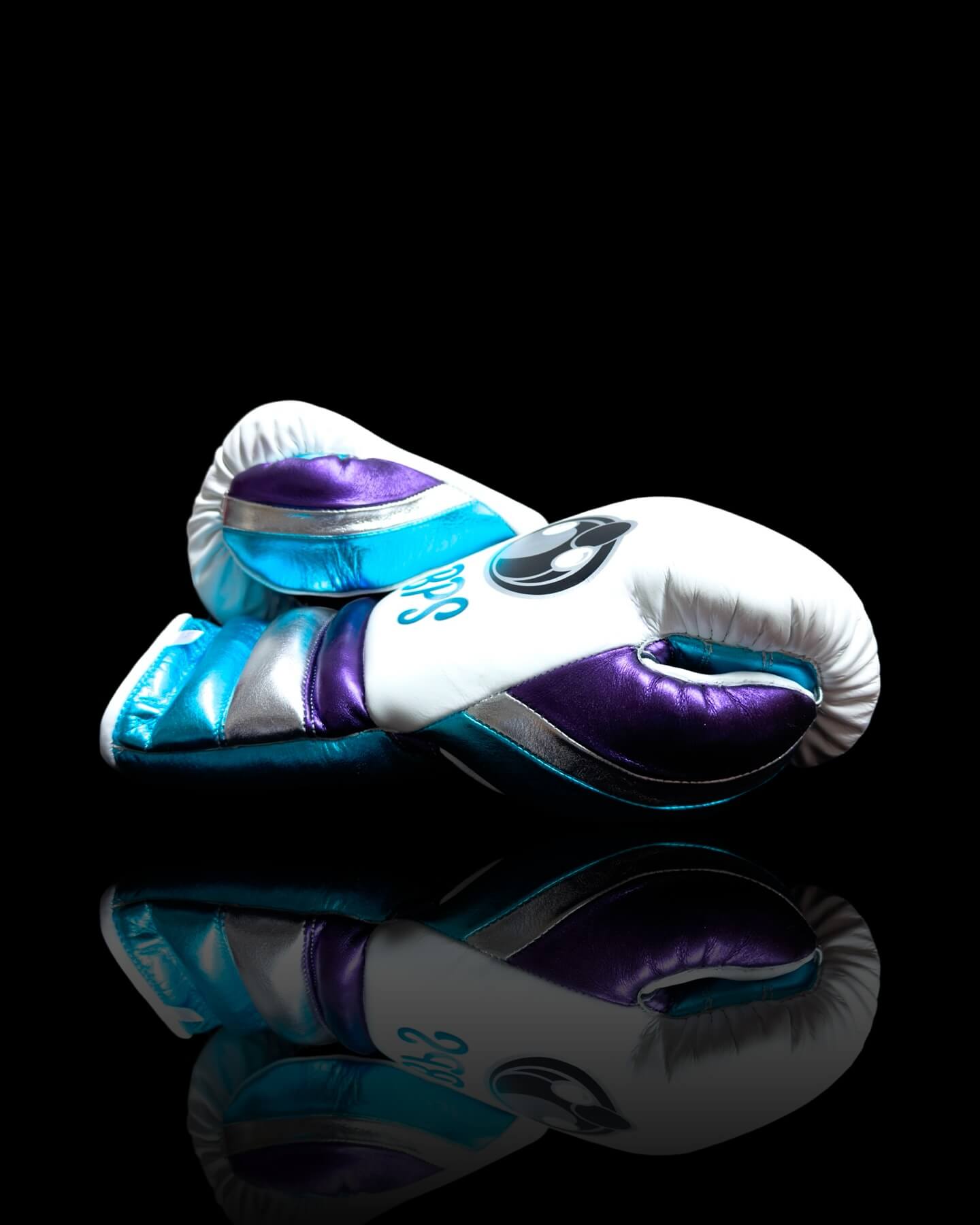 Grant Boxing Gloves in White/Purple/Blue colorway - Professional Lace-Up training gloves
