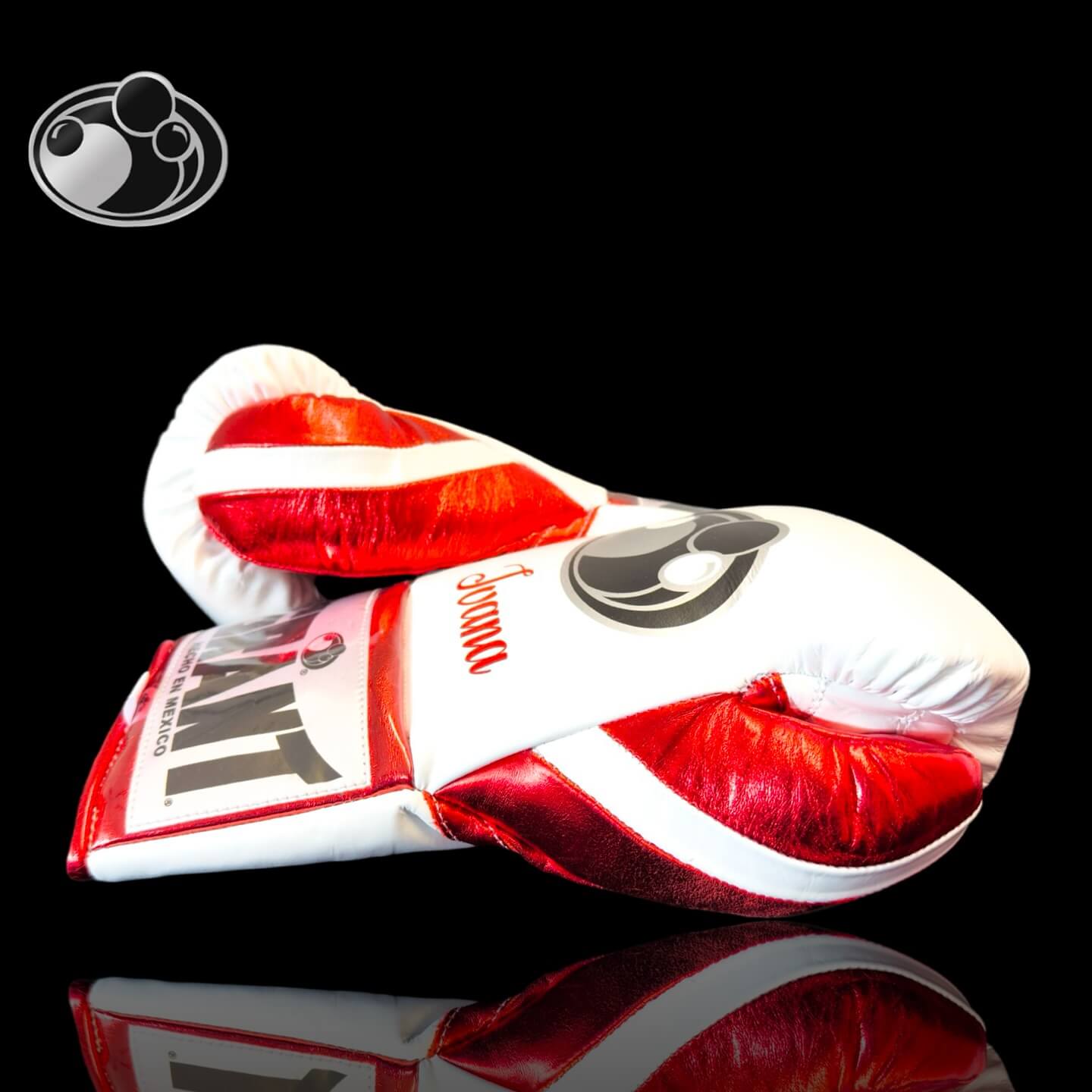 Grant Boxing Gloves in White/Red colorway - Professional Lace-Up training gloves