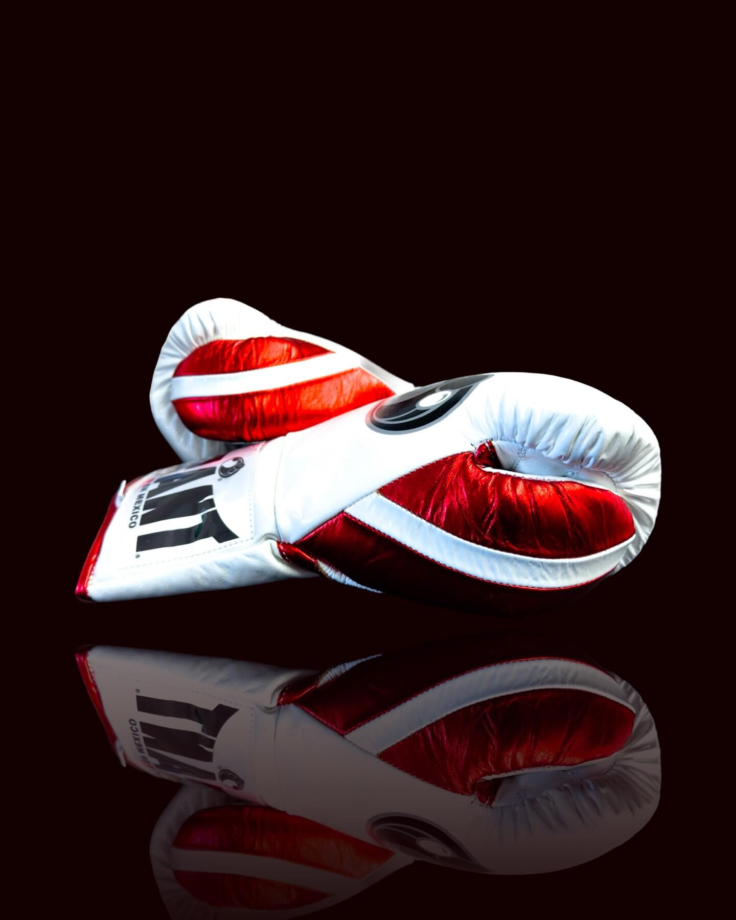 Grant Boxing Gloves in White/Red colorway - Professional Lace-Up training gloves