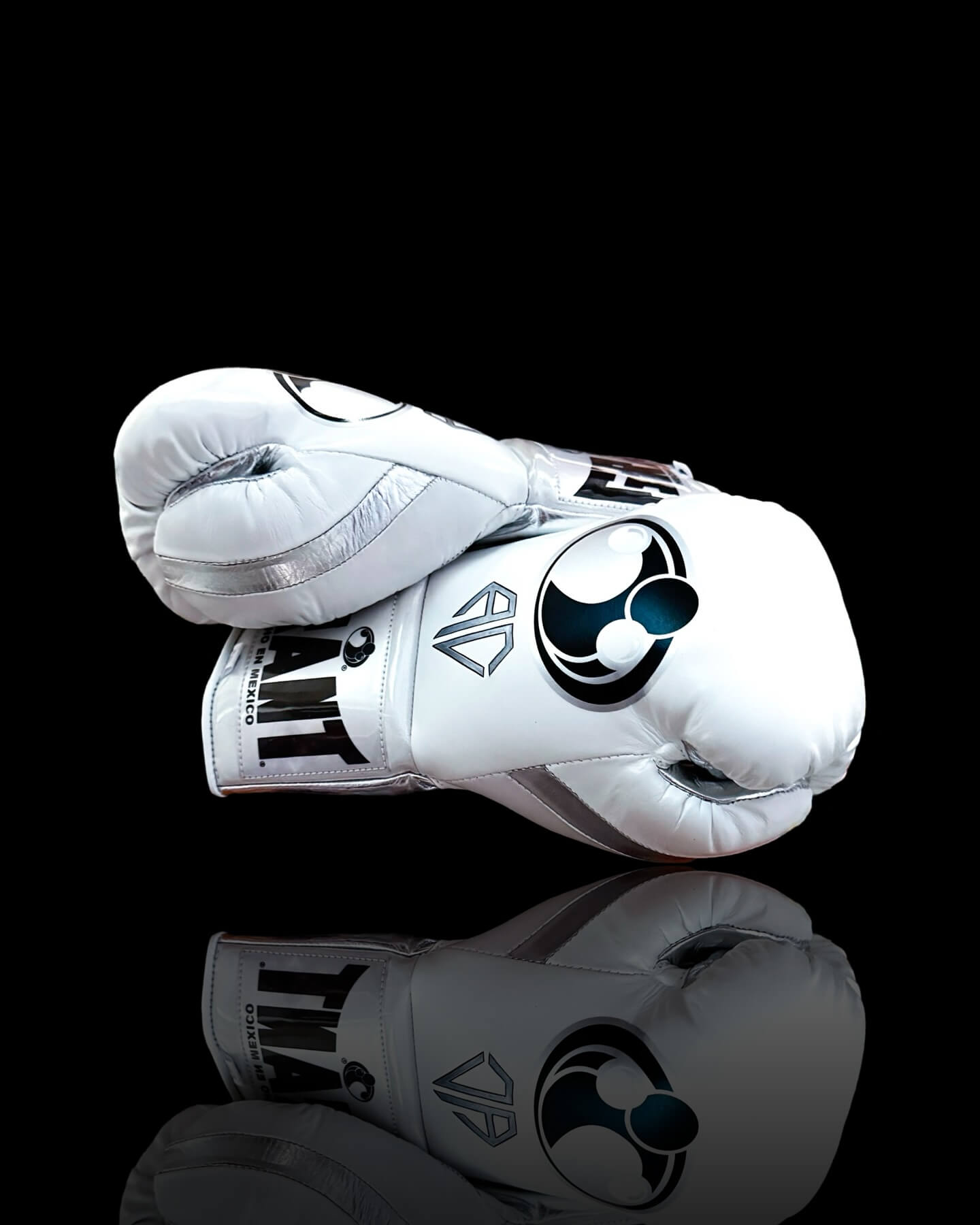 Grant Boxing Gloves in White/Silver colorway - Professional Lace-Up training gloves