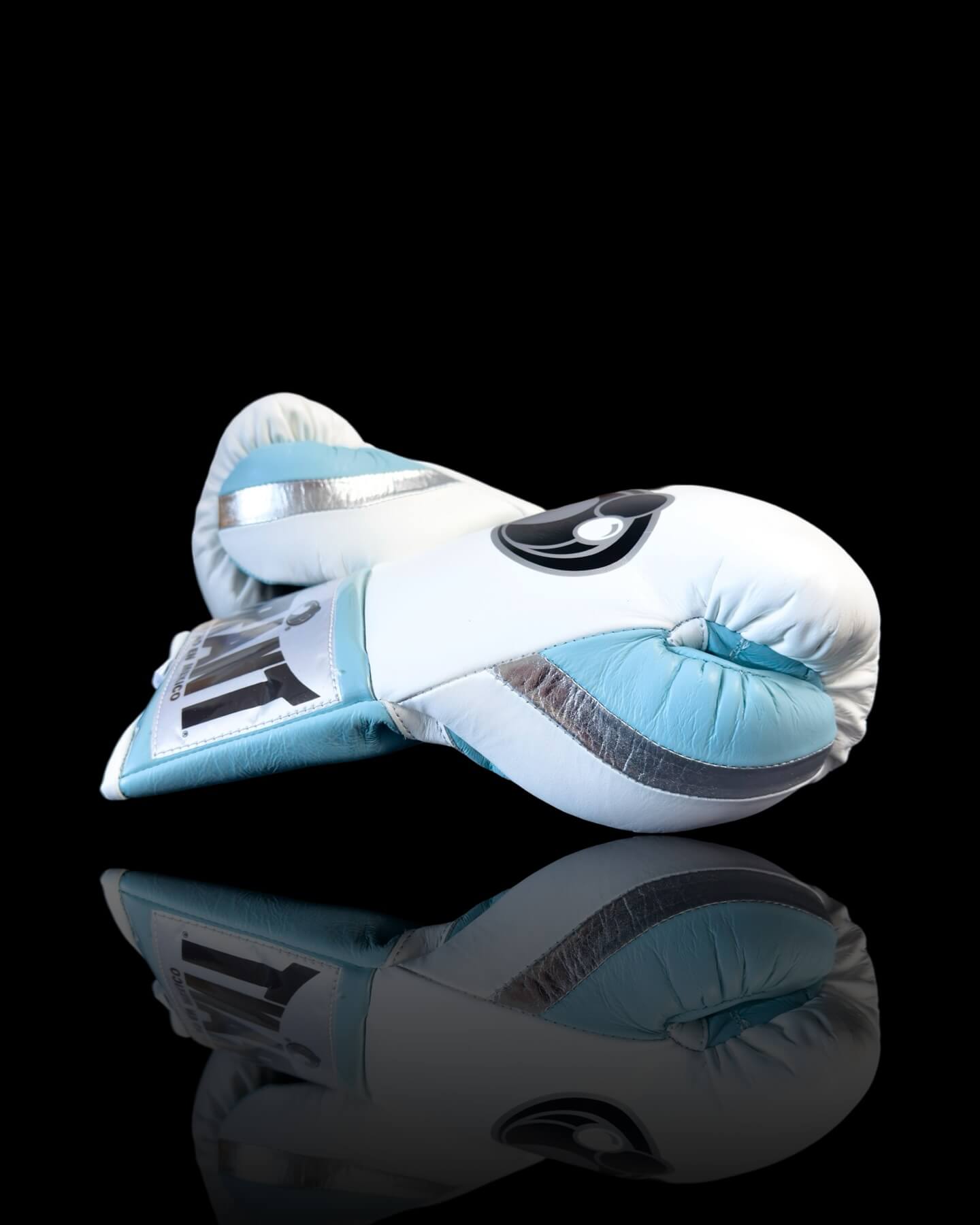 Grant Boxing Gloves in White/Blue colorway - Professional Lace-Up training gloves