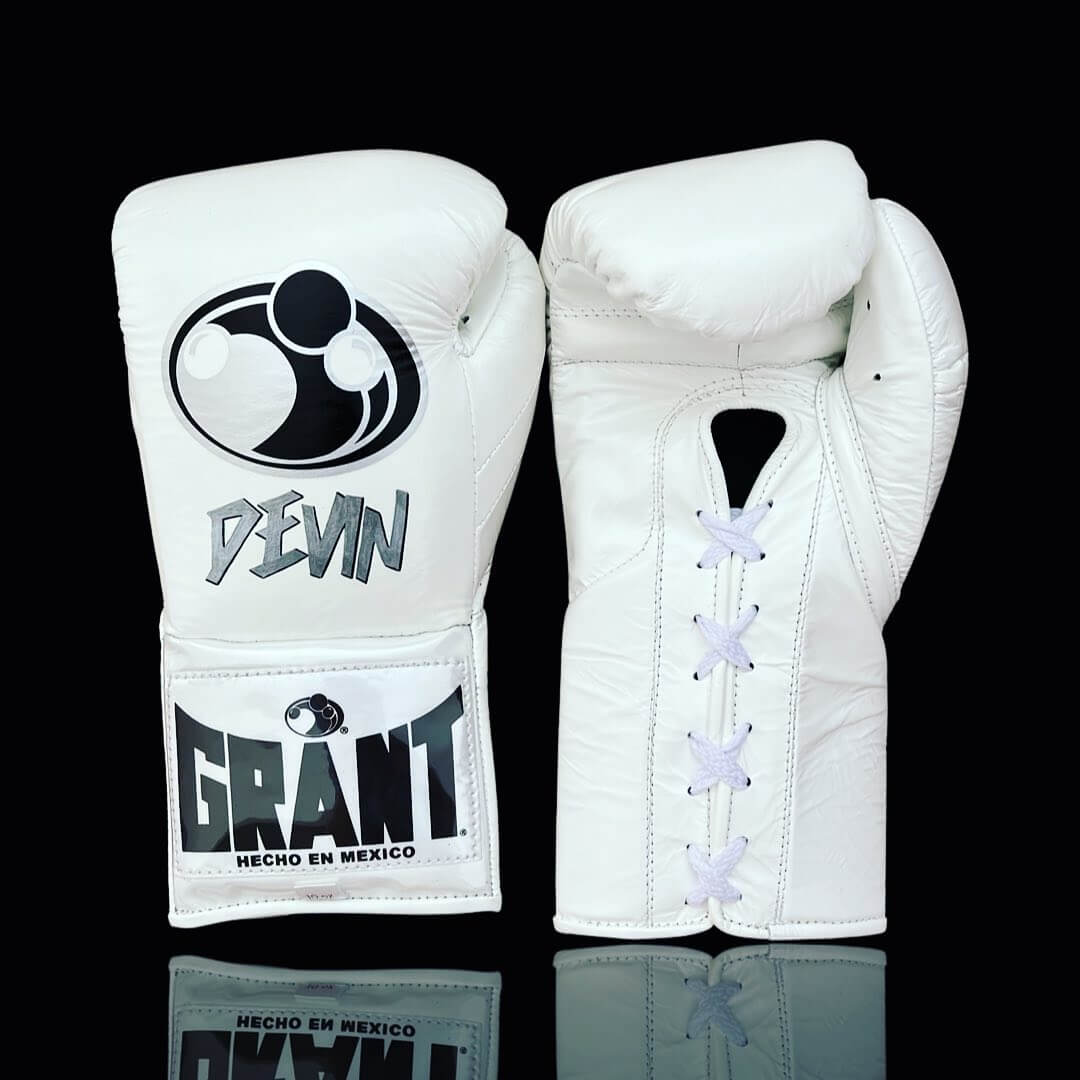 Grant Boxing Gloves in White colorway - Professional Lace-Up training gloves