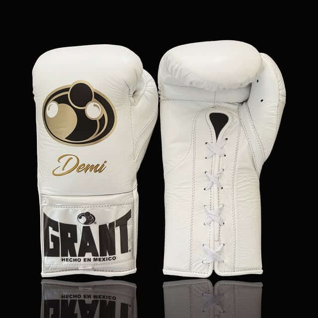 Grant Boxing Gloves in White colorway - Professional Lace-Up training gloves