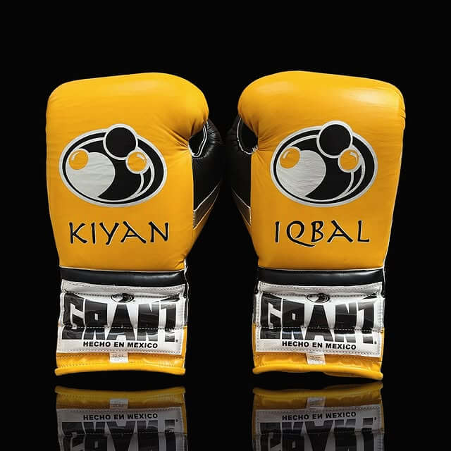 Grant Boxing Gloves in Yellow/Black/Silver colorway - Professional Lace-Up training gloves