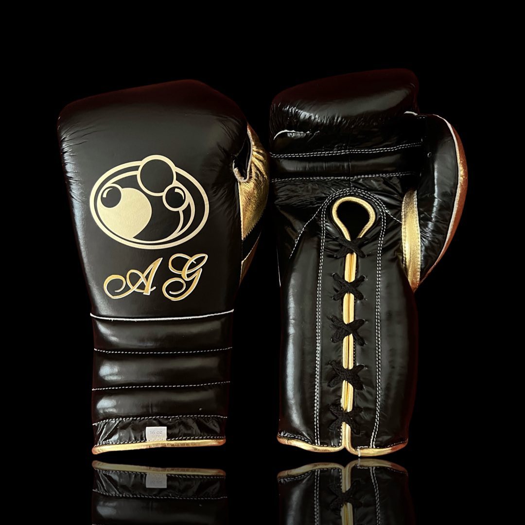 Grant Boxing Gloves in Brown/Gold colorway - Professional Lace-Up training gloves