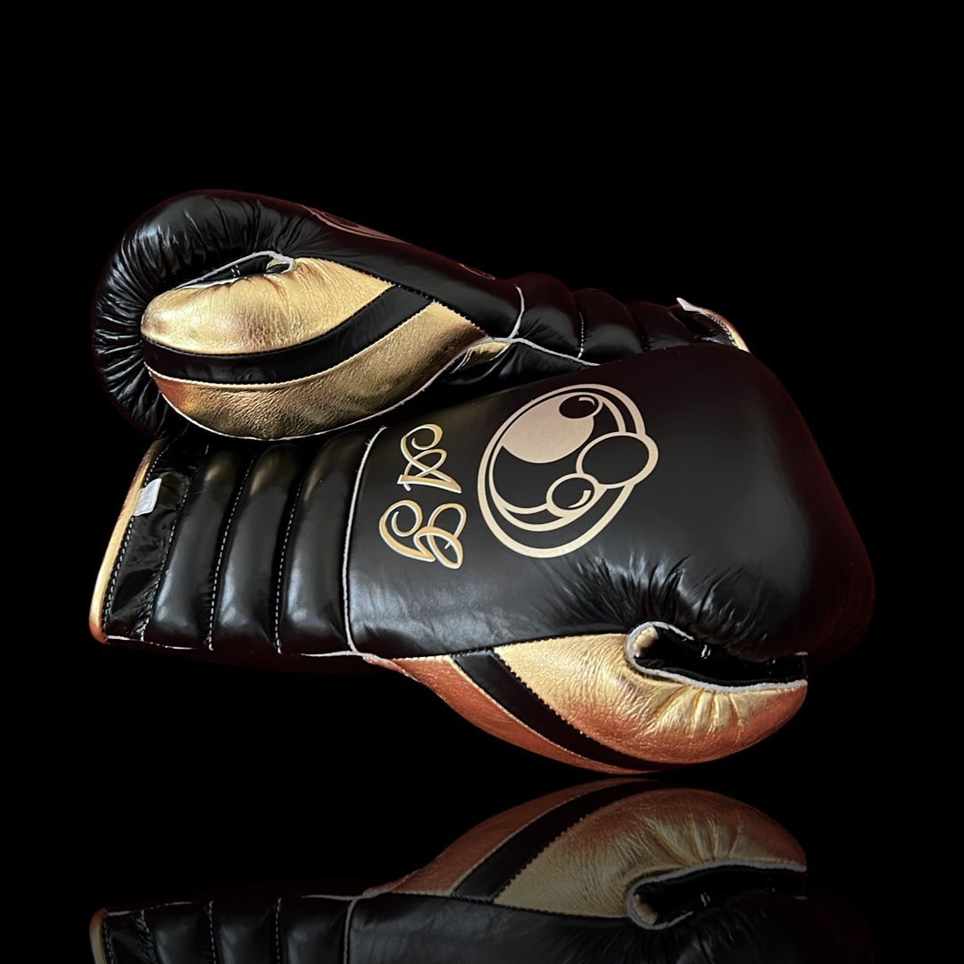 Grant Boxing Gloves in Brown/Gold colorway - Professional Lace-Up training gloves