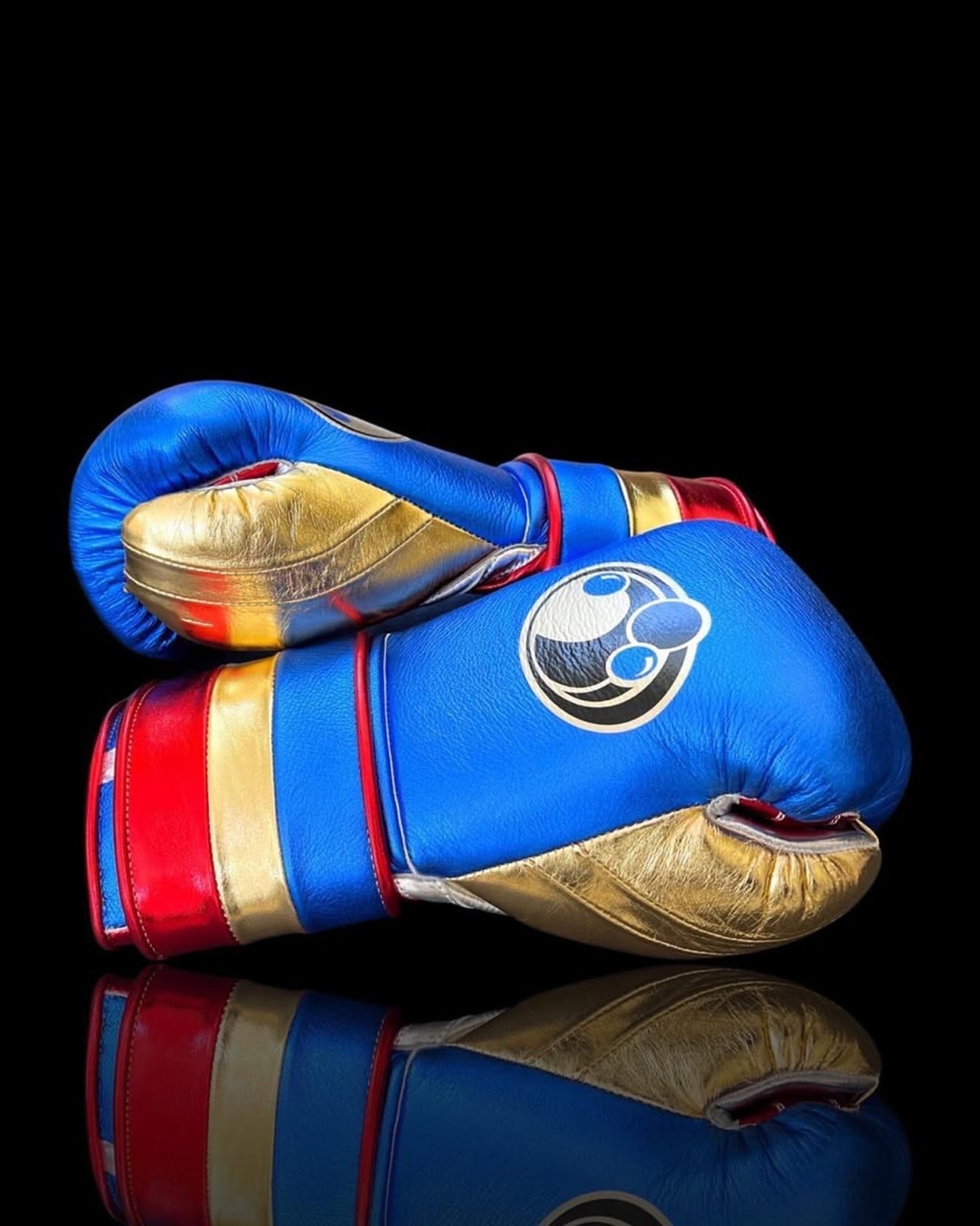 Grant Boxing Gloves in Blue/Red/Silver colorway - Professional Velcro training gloves