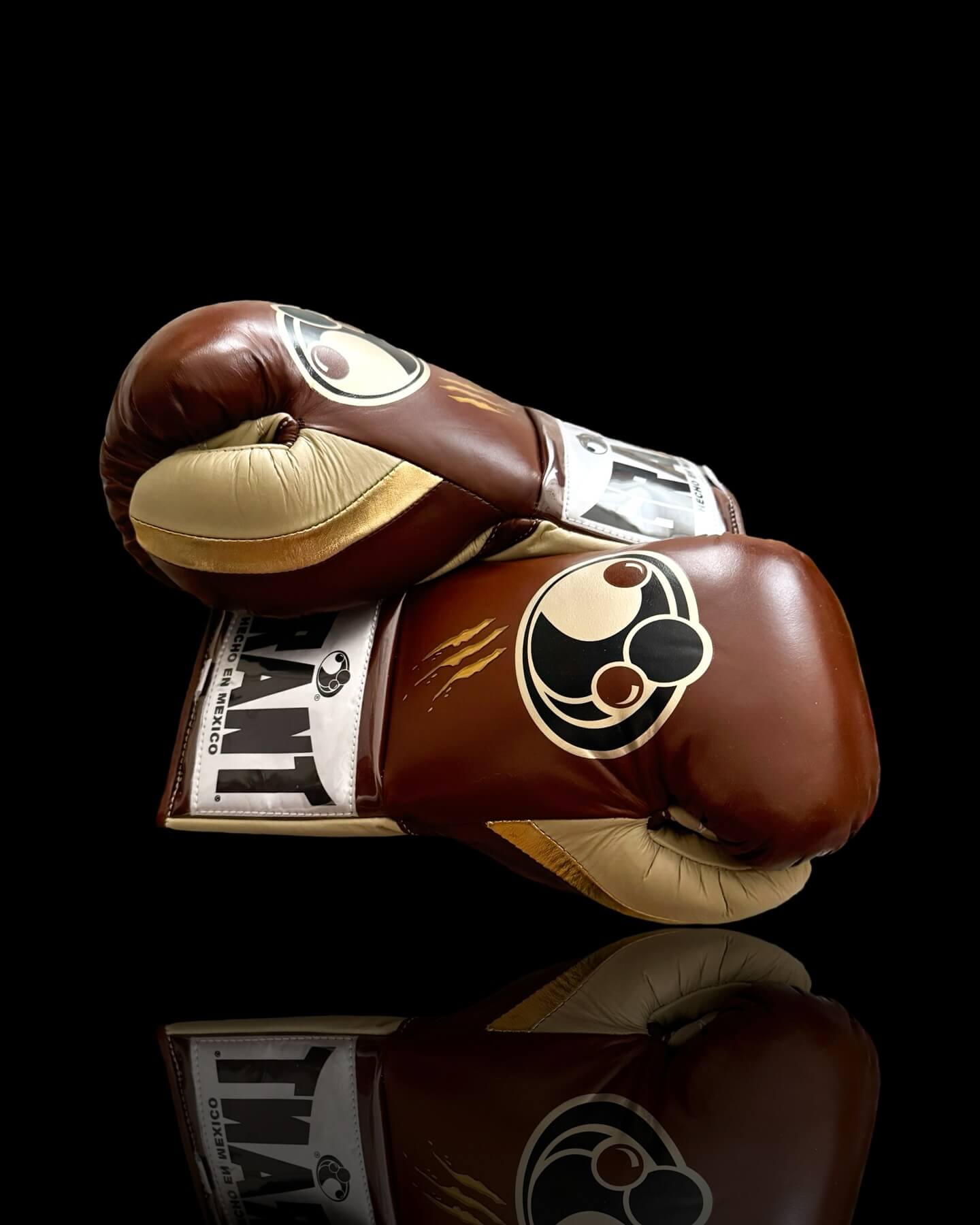 Grant Boxing Gloves in Brown/Beige/Gold colorway - Professional Lace-Up training gloves