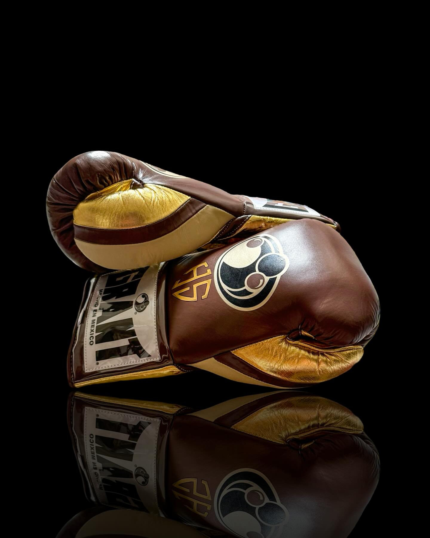 Grant Boxing Gloves in Brown/Gold colorway - Professional Lace-Up training gloves