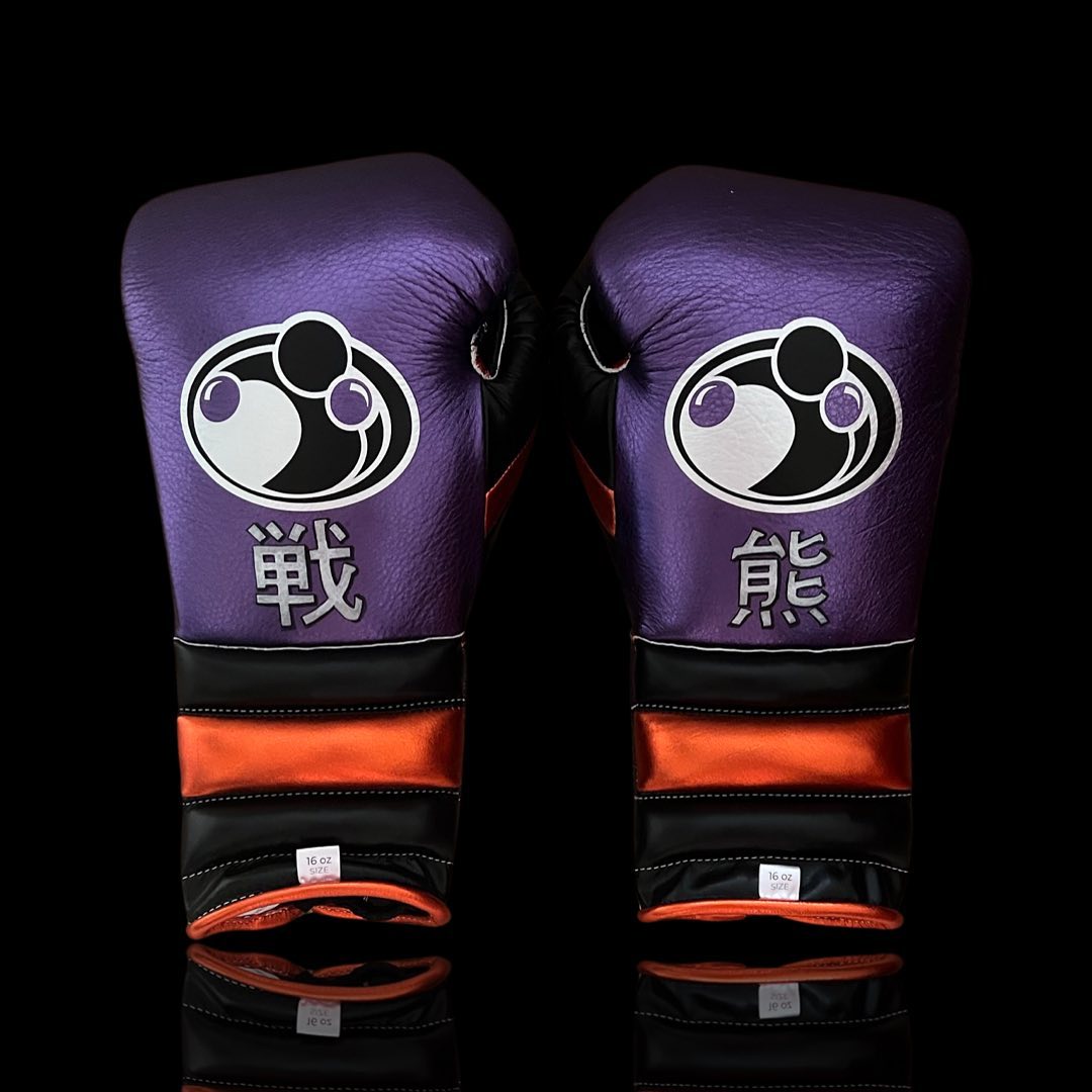 Grant Boxing Gloves in Purple/Orange/Black colorway - Professional Lace-Up training gloves