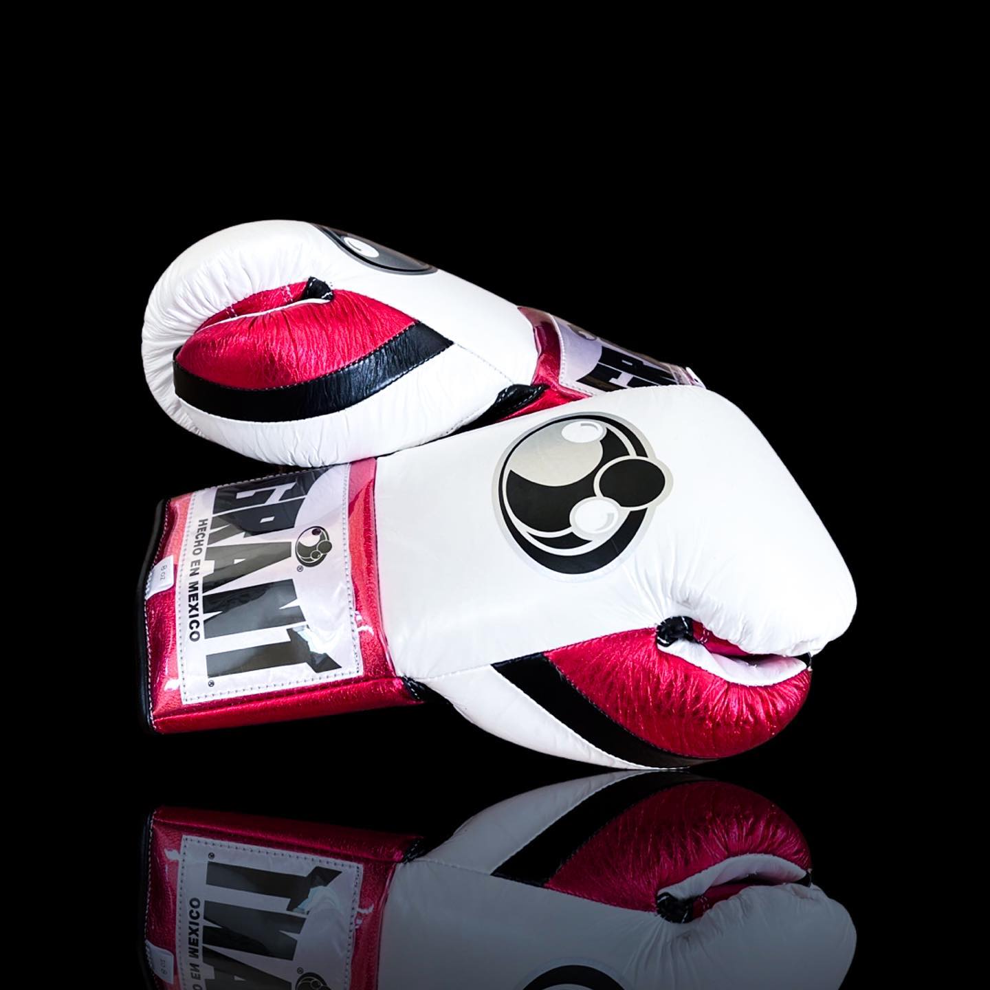 Grant Boxing Gloves in White/Red/Black colorway - Professional Lace-Up training gloves